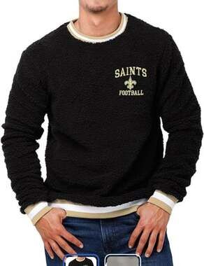 New Orleans Saints NFL Team Apparel Sherpa Fleece Pullover Sweatshirt,NWT,L